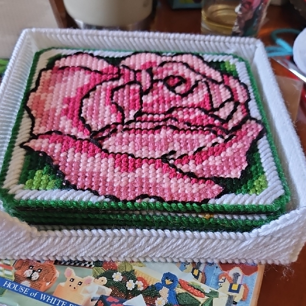 Flower Needlepoint Coaster Set